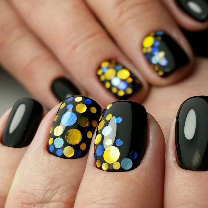 Камифубуки на ногтях — модный дизайн с ярким конфетти + 62 фото «